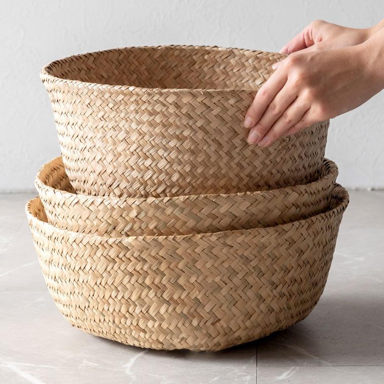 バスケット 収納ボックス かご シーグラス W約30cm ハンドル付き リビング ナチュラル リゾート アジアン おしゃれ 店舗用 51295 | ELEMENTS（インテリア） | 11
