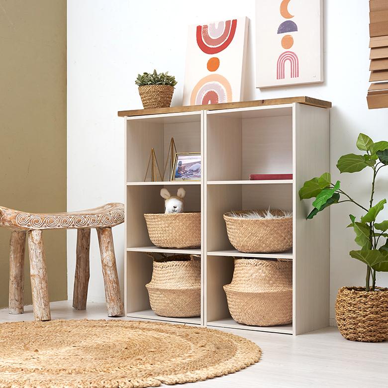 バスケット 収納ボックス かご シーグラス W約30cm ハンドル付き リビング ナチュラル リゾート アジアン おしゃれ 店舗用 51295 | ELEMENTS（インテリア） | 10