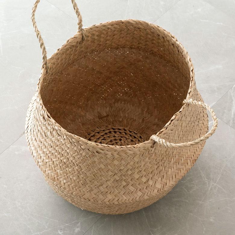 バスケット 収納ボックス かご シーグラス W約40cm ハンドル付き リビング ナ チュラル リゾート アジアン おしゃれ 店舗用 51296 | ELEMENTS（インテリア） | 10