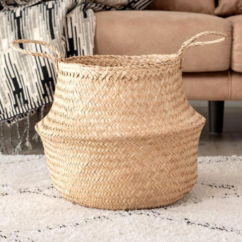 バスケット 収納ボックス かご シーグラス W約40cm ハンドル付き リビング ナ チュラル リゾート アジアン おしゃれ 店舗用 51296 | ELEMENTS（インテリア） | 16