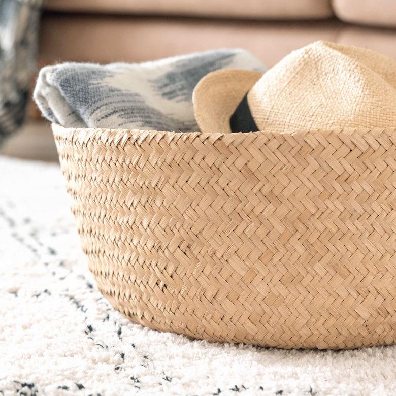 バスケット 収納ボックス かご シーグラス W約40cm ハンドル付き リビング ナ チュラル リゾート アジアン おしゃれ 店舗用 51296 | ELEMENTS（インテリア） | 17