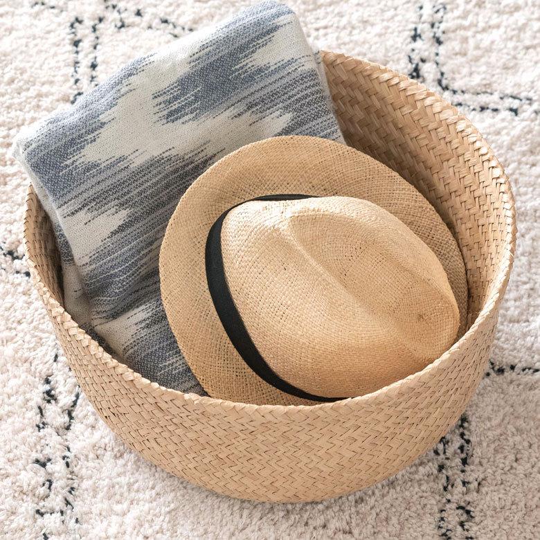 バスケット 収納ボックス かご シーグラス W約40cm ハンドル付き リビング ナ チュラル リゾート アジアン おしゃれ 店舗用 51296 | ELEMENTS（インテリア） | 03