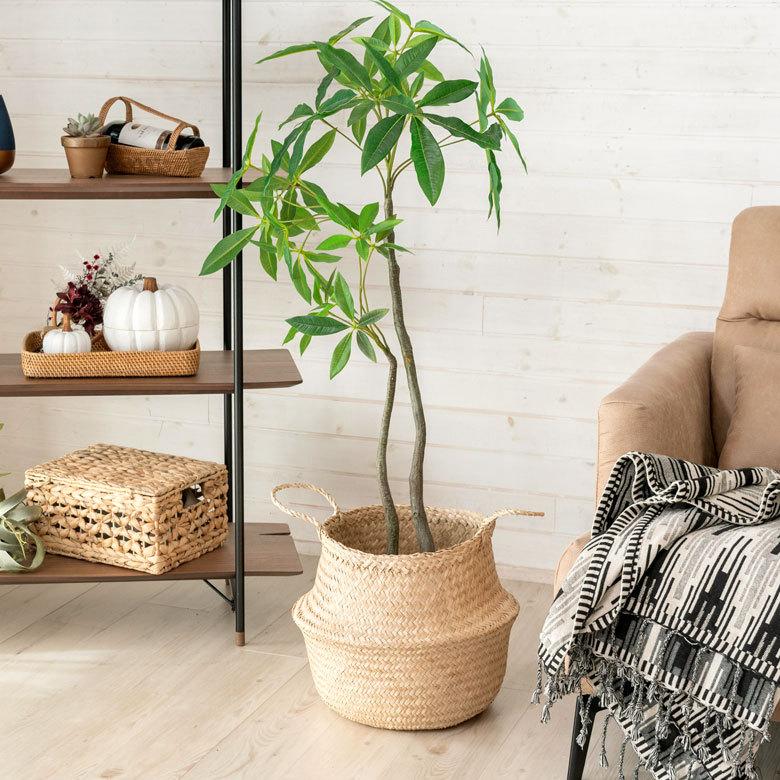 バスケット 収納ボックス かご シーグラス W約40cm ハンドル付き リビング ナ チュラル リゾート アジアン おしゃれ 店舗用 51296 | ELEMENTS（インテリア） | 05