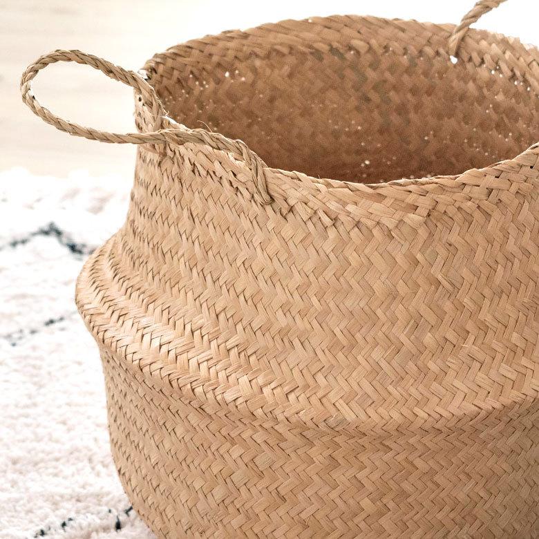 バスケット 収納ボックス かご シーグラス W約40cm ハンドル付き リビング ナ チュラル リゾート アジアン おしゃれ 店舗用 51296 | ELEMENTS（インテリア） | 06