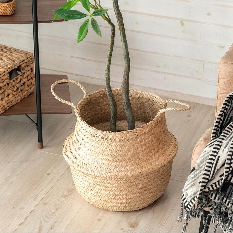 バスケット 収納ボックス かご シーグラス W約40cm ハンドル付き リビング ナ チュラル リゾート アジアン おしゃれ 店舗用 51296 | ELEMENTS（インテリア） | 07