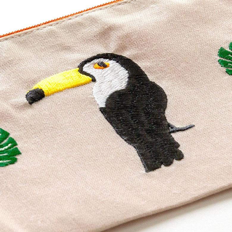 ポーチ トロピカル 南国 ベトナム 刺繍 約 W 16cm D 11cm 化粧 コスメ ジップ ケース マスク トラベル 小物 入れ かわいい 雑貨 Gio ha ジョーハ 51308 | ブランド登録なし | 04