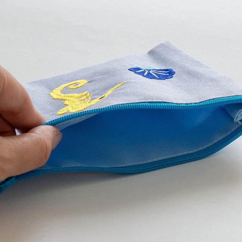 ポーチ トロピカル 南国 ベトナム 刺繍 約 W 16cm D 11cm 化粧 コスメ ジップ ケース マスク トラベル 小物 入れ かわいい 雑貨 Gio ha ジョーハ 51308 | ブランド登録なし | 14