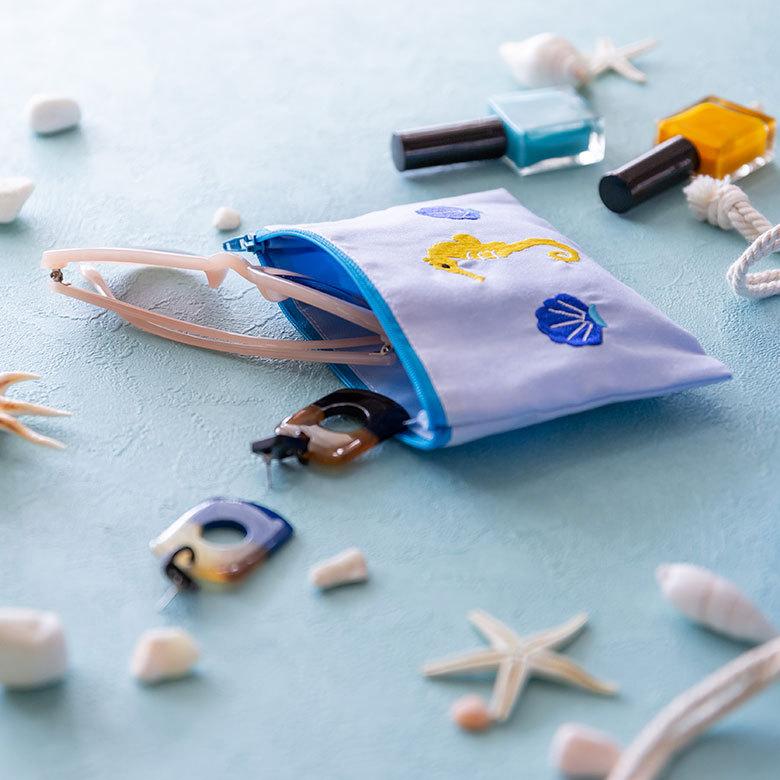 ポーチ トロピカル 南国 ベトナム 刺繍 約 W 16cm D 11cm 化粧 コスメ ジップ ケース マスク トラベル 小物 入れ かわいい 雑貨 Gio ha ジョーハ 51308 | ブランド登録なし | 20