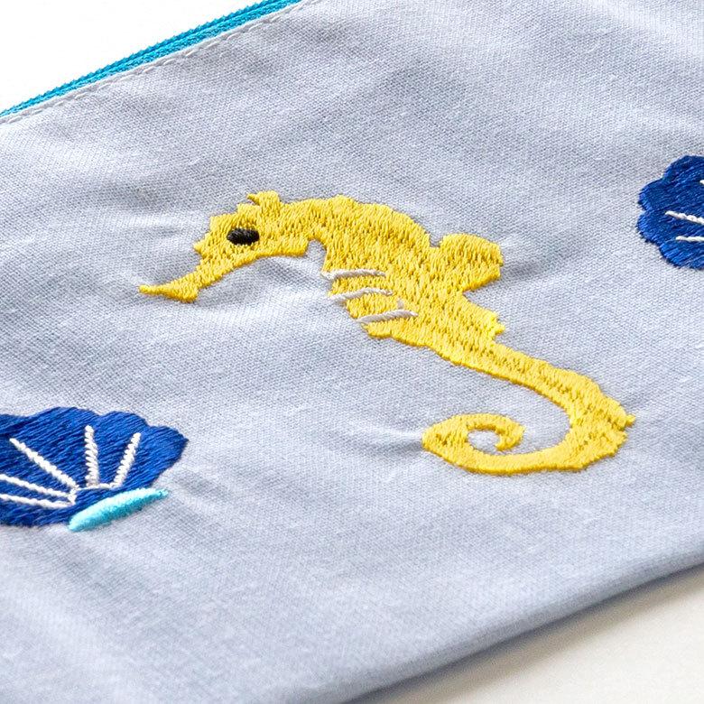 ポーチ トロピカル 南国 ベトナム 刺繍 約 W 16cm D 11cm 化粧 コスメ ジップ ケース マスク トラベル 小物 入れ かわいい 雑貨 Gio ha ジョーハ 51308 | ブランド登録なし | 06