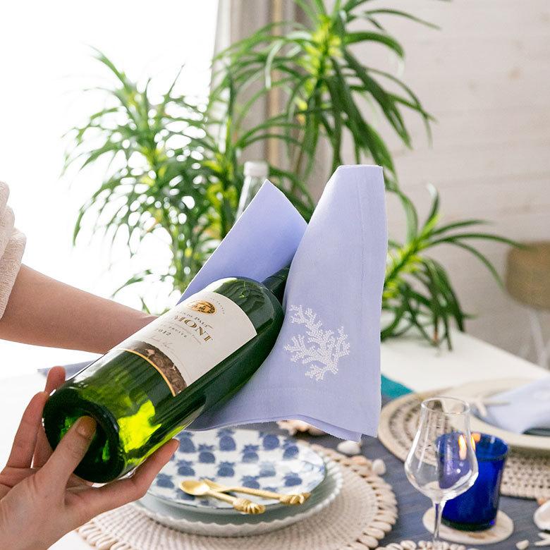 夏のテーブルに！　モロッコ王室御用達＊フェズ刺繍テーブルクロス＋ナプキン8枚 夏のテーブルに！ モロッコ王室御用達＊フェズ刺繍テーブル