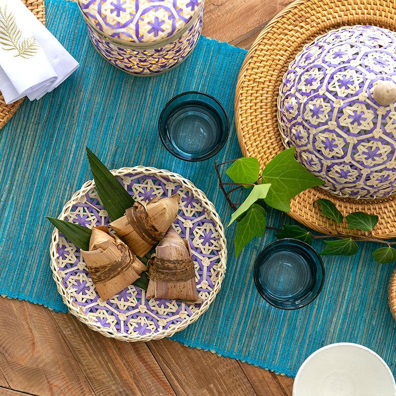 トレイ バンブー プレート 直径 約 20cm ブラウン ブラック アイボリー ライトブルー パープル  51310 | ブランド登録なし | 12