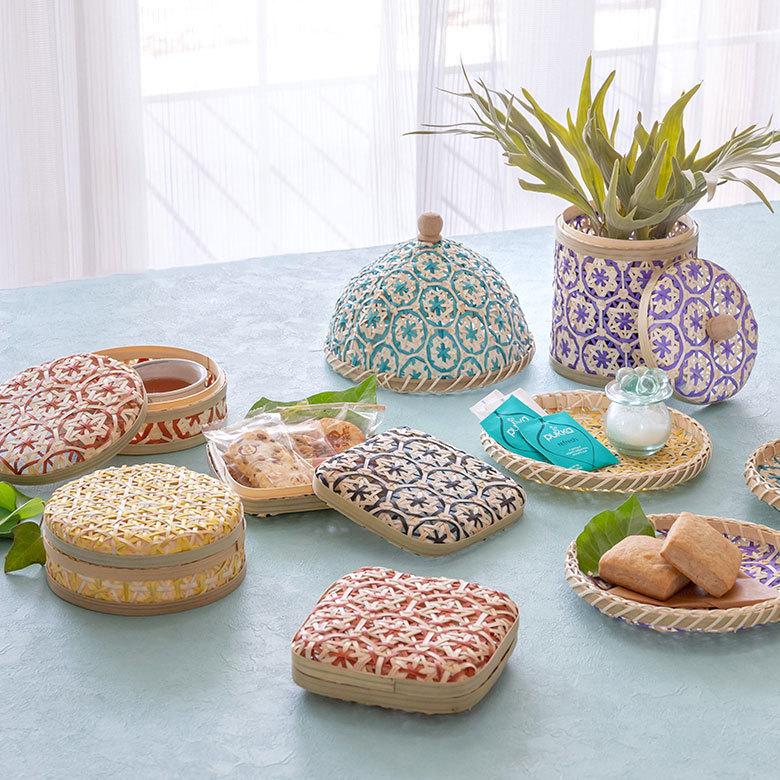 トレイ バンブー プレート 直径 約 20cm ブラウン ブラック アイボリー ライトブルー パープル  51310 | ブランド登録なし | 13