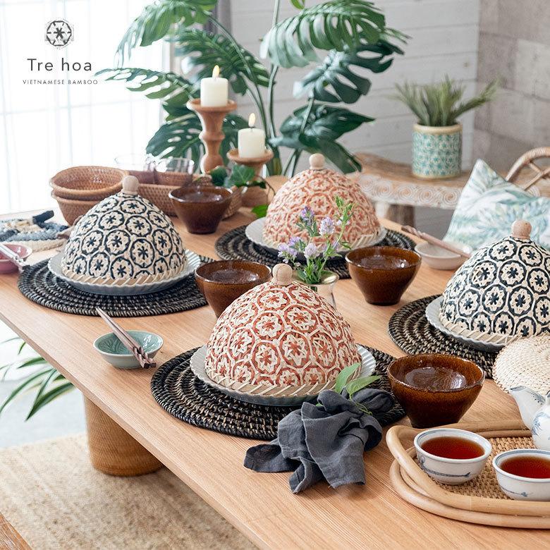 フードカバー バンブー カバー 直径 約 20cm ブラウン ブラック