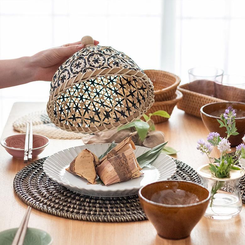 フードカバー バンブー カバー 直径 約 20cm ブラウン ブラック