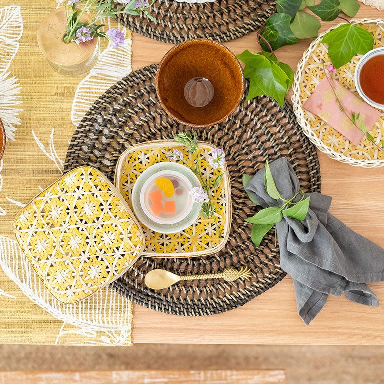 収納 ボックス バンブー 蓋つき ケース W 15cm D 15cm H 4cm 竹 収納  バスケット 花柄 レトロ おしゃれ エスニック アジアン 雑貨 チェーホア Tre hoa 51313 | ブランド登録なし | 13