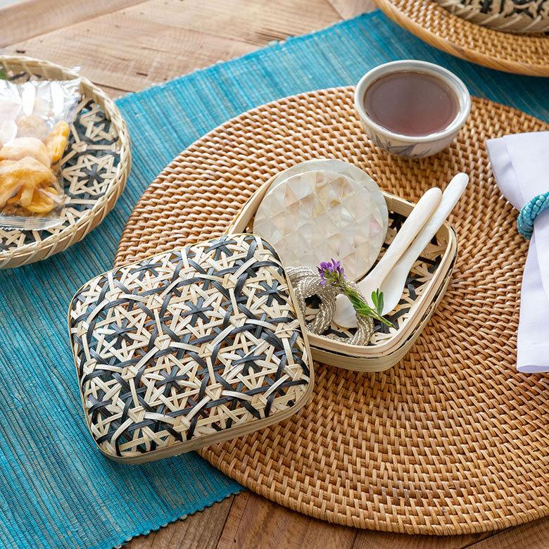 収納 ボックス バンブー 蓋つき ケース W 15cm D H 4cm 竹 バスケット