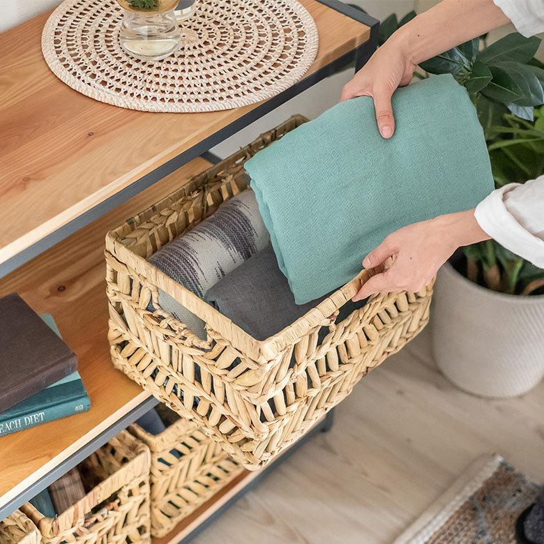 インナー ボックス かご バスケット カゴ 収納 ケース 約 W 38cm D27cm H 23cm 小物 荷物 おもちゃ 雑貨 衣類 入れ ハンドル 持ち手 おしゃれ 北欧 51315 | ELEMENTS（インテリア） | 18