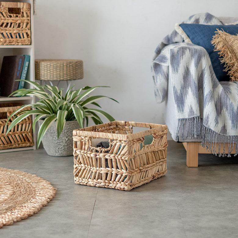 インナー ボックス かご バスケット カゴ 収納 ケース 約 W 38cm D27cm H 23cm 小物 荷物 おもちゃ 雑貨 衣類 入れ ハンドル 持ち手 おしゃれ 北欧 51315 | ELEMENTS（インテリア） | 03