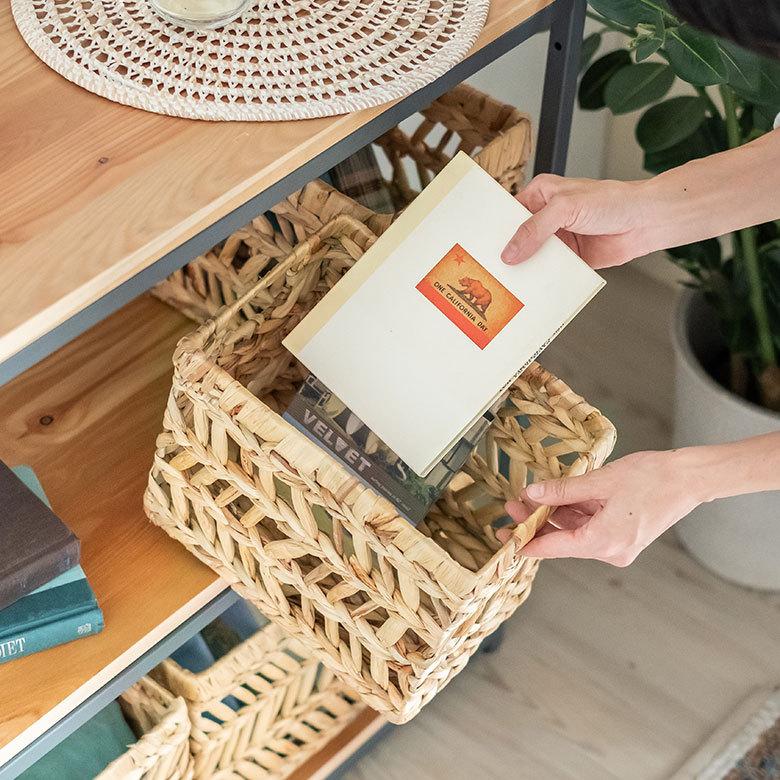 インナー ボックス かご バスケット カゴ 収納 ケース 約 W 19.5cm D27cm H 23cm 小物 荷物 おもちゃ 雑貨 衣類 入れ ハンドル 持ち手 おしゃれ 北欧 51316 | ブランド登録なし | 18