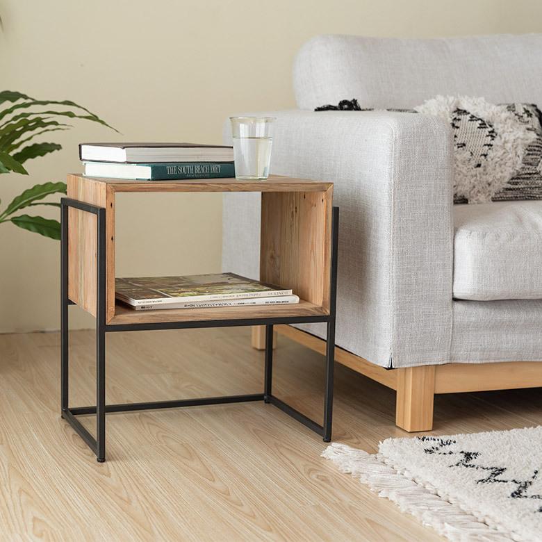 ヒュルスタ サイドテーブル 収納 北欧 ウォールナット 良品 バイデン米