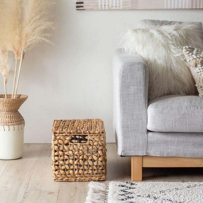 かご バスケット ふた付き 持ち手 ウォーターヒヤシンス 深型 Mサイズ W 35cm 積み重ね おしゃれ 北欧 BOHO 51318 | ELEMENTS（インテリア） | 01