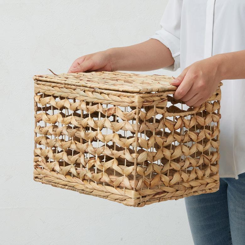 かご バスケット ふた付き 持ち手 ウォーターヒヤシンス 深型 Mサイズ W 35cm 積み重ね おしゃれ 北欧 BOHO 51318 | ELEMENTS（インテリア） | 12