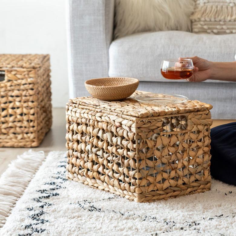 かご バスケット ふた付き 持ち手 ウォーターヒヤシンス 深型 Mサイズ W 35cm 積み重ね おしゃれ 北欧 BOHO 51318 | ELEMENTS（インテリア） | 15