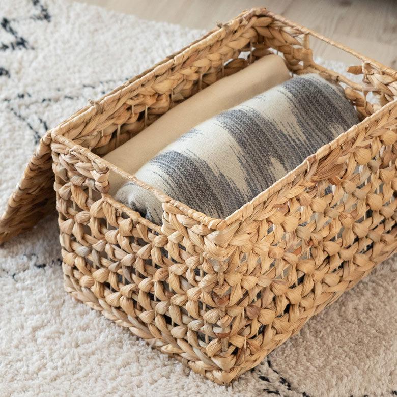 かご バスケット ふた付き 持ち手 ウォーターヒヤシンス 深型 Mサイズ W 35cm 積み重ね おしゃれ 北欧 BOHO 51318 | ELEMENTS（インテリア） | 02