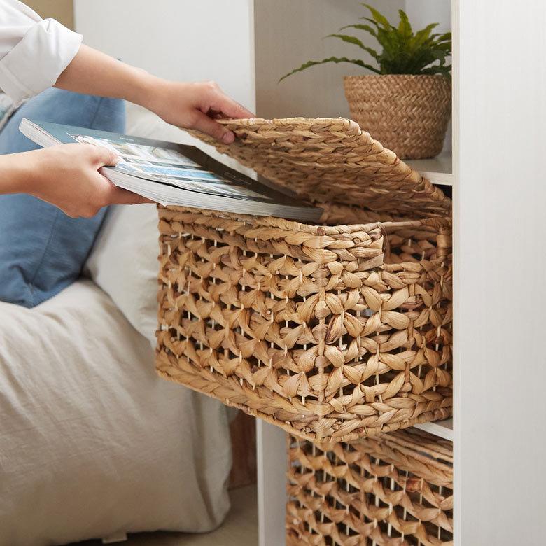かご バスケット ふた付き 持ち手 ウォーターヒヤシンス 深型 Mサイズ W 35cm 積み重ね おしゃれ 北欧 BOHO 51318 | ELEMENTS（インテリア） | 03