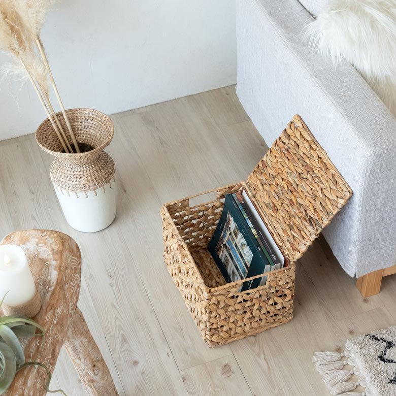 かご バスケット ふた付き 持ち手 ウォーターヒヤシンス 深型 Mサイズ W 35cm 積み重ね おしゃれ 北欧 BOHO 51318 | ELEMENTS（インテリア） | 06