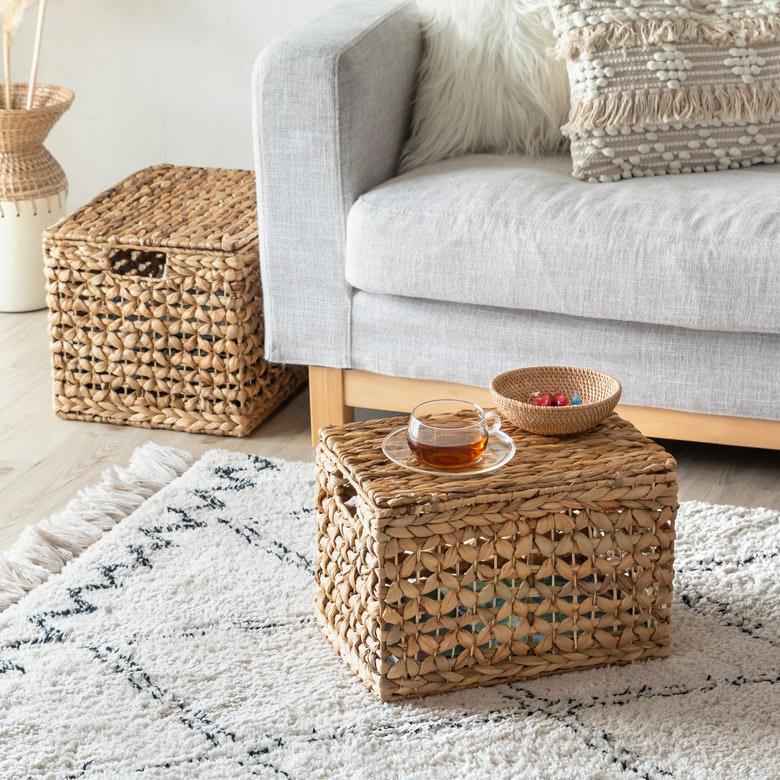 かご バスケット ふた付き 持ち手 ウォーターヒヤシンス 深型 Mサイズ W 35cm 積み重ね おしゃれ 北欧 BOHO 51318 | ELEMENTS（インテリア） | 07