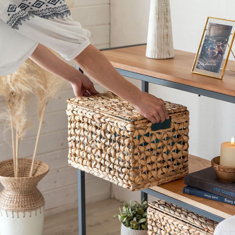 かご バスケット ふた付き 持ち手 ウォーターヒヤシンス 深型 Mサイズ W 35cm 積み重ね おしゃれ 北欧 BOHO 51318 | ELEMENTS（インテリア） | 08