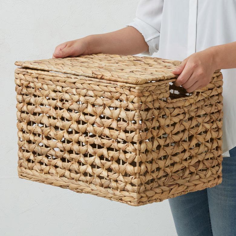 かご バスケット ふた 付き 持ち手 ウォーターヒヤシンス 深型 収納 ボックス フタ 蓋 ケース スタッキング 積み重ね おしゃれ 北欧 ナチュラル 西海岸 51319 | ELEMENTS（インテリア） | 12