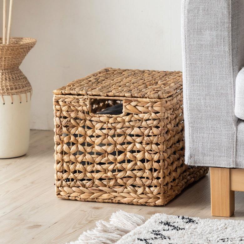 かご バスケット ふた 付き 持ち手 ウォーターヒヤシンス 深型 収納 ボックス フタ 蓋 ケース スタッキング 積み重ね おしゃれ 北欧 ナチュラル 西海岸 51319 | ELEMENTS（インテリア） | 14