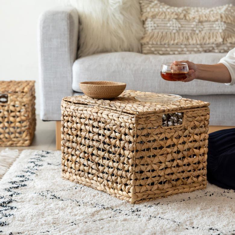 かご バスケット ふた 付き 持ち手 ウォーターヒヤシンス 深型 収納 ボックス フタ 蓋 ケース スタッキング 積み重ね おしゃれ 北欧 ナチュラル 西海岸 51319 | ELEMENTS（インテリア） | 15