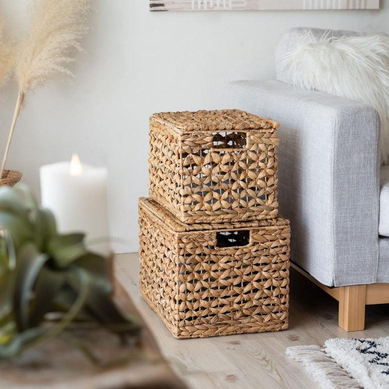 かご バスケット ふた 付き 持ち手 ウォーターヒヤシンス 深型 収納 ボックス フタ 蓋 ケース スタッキング 積み重ね おしゃれ 北欧 ナチュラル 西海岸 51319 | ELEMENTS（インテリア） | 17