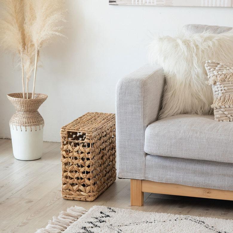 かご バスケット ふた 付き 持ち手 ウォーターヒヤシンス スリム 収納 ボックス フタ 蓋 ケース スタッキング  おしゃれ 北欧 ナチュラル 西海岸 51320 | ELEMENTS（インテリア） | 01