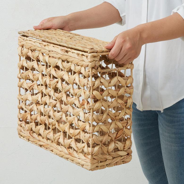 かご バスケット ふた 付き 持ち手 ウォーターヒヤシンス スリム 収納 ボックス フタ 蓋 ケース スタッキング  おしゃれ 北欧 ナチュラル 西海岸 51320 | ELEMENTS（インテリア） | 12