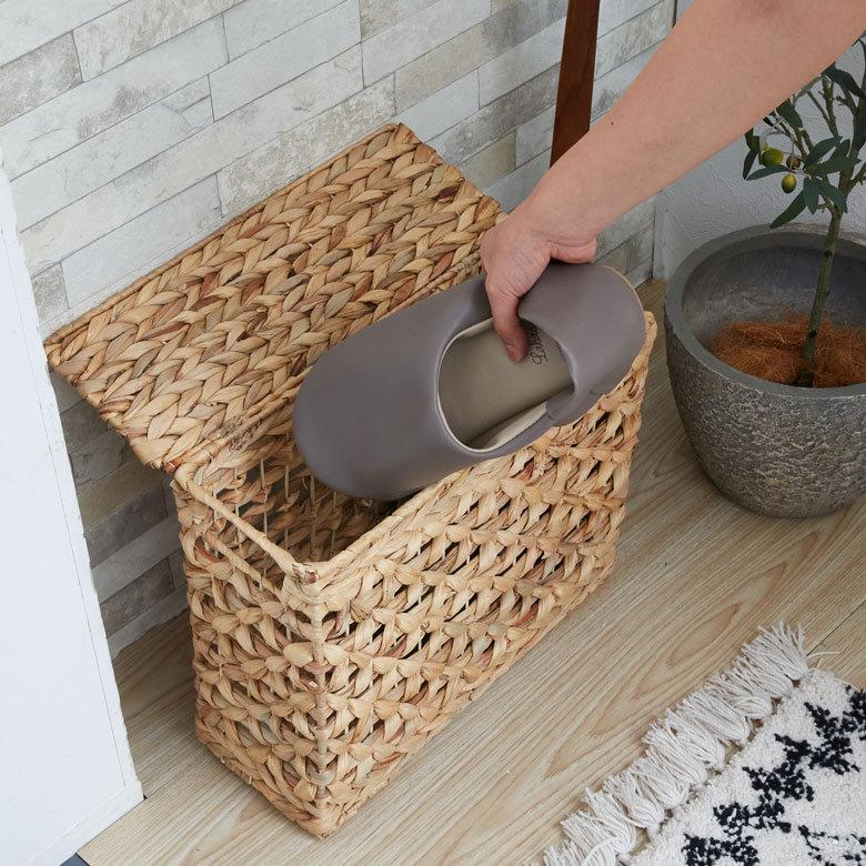 かご バスケット ふた 付き 持ち手 ウォーターヒヤシンス スリム 収納 ボックス フタ 蓋 ケース スタッキング  おしゃれ 北欧 ナチュラル 西海岸 51320 | ELEMENTS（インテリア） | 02