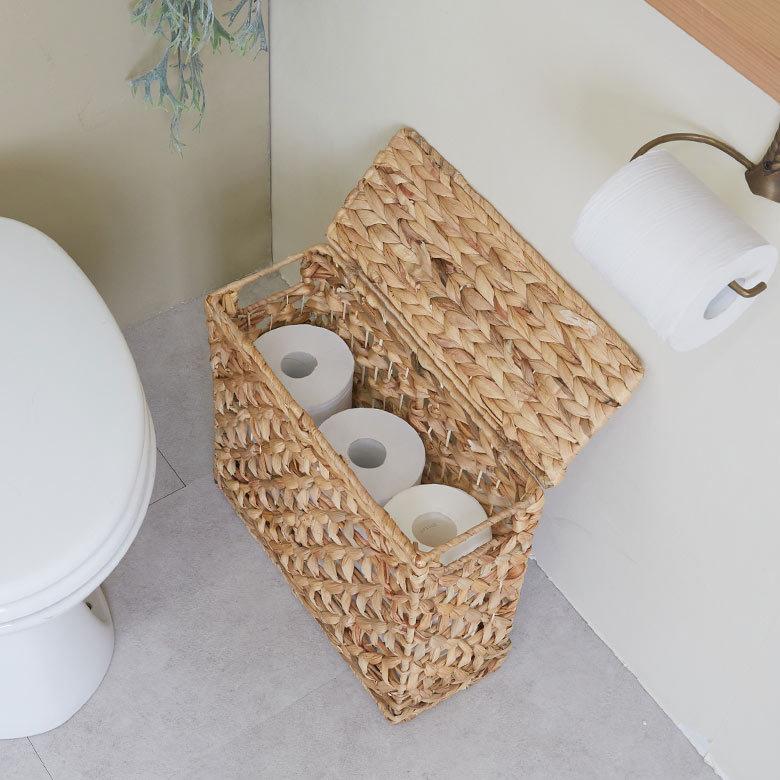 かご バスケット ふた 付き 持ち手 ウォーターヒヤシンス スリム 収納 ボックス フタ 蓋 ケース スタッキング  おしゃれ 北欧 ナチュラル 西海岸 51320 | ELEMENTS（インテリア） | 06