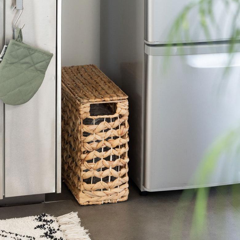 かご バスケット ふた 付き 持ち手 ウォーターヒヤシンス スリム 収納 ボックス フタ 蓋 ケース スタッキング  おしゃれ 北欧 ナチュラル 西海岸 51320 | ELEMENTS（インテリア） | 07