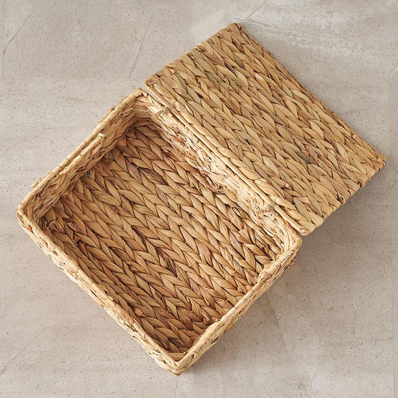 かご バスケット ウォーターヒヤシンス Mサイズ ふた 付き 収納 荷物 衣類 ハンドル 持ち手 ナチュラル おしゃれ 北欧 リゾート 雑貨 インテリア 西海岸 51369 | ELEMENTS（インテリア） | 14