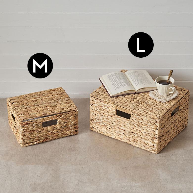 ELEMENTS かご バスケット ウォーターヒヤシンス Mサイズ ふた 付き