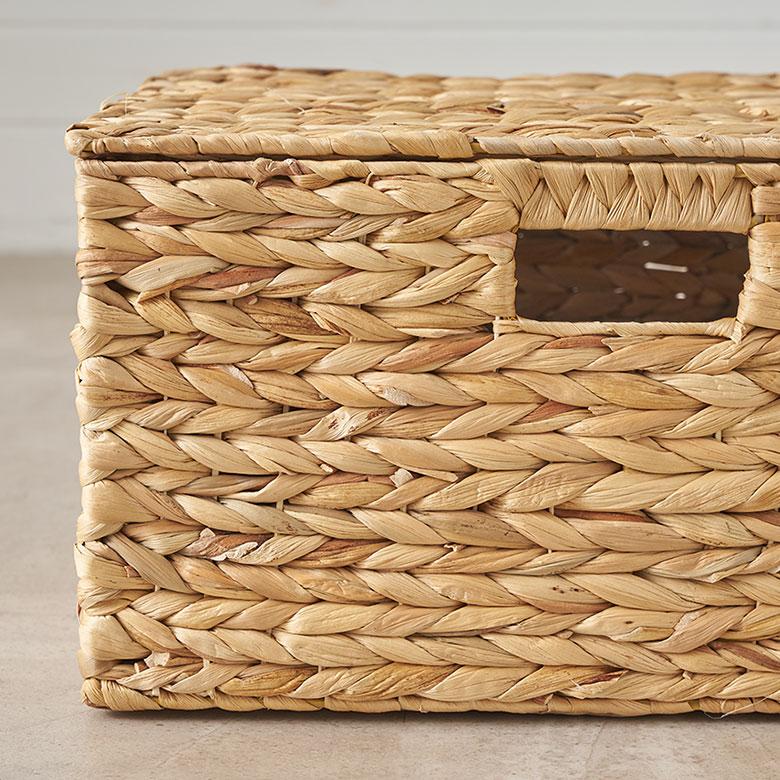 かご バスケット ウォーターヒヤシンス Lサイズ ふた 付き 収納 荷物 衣類 ハンドル 持ち手 ナチュラル おしゃれ 北欧 リゾート 雑貨 インテリア 西海岸 51370 | ELEMENTS（インテリア） | 13
