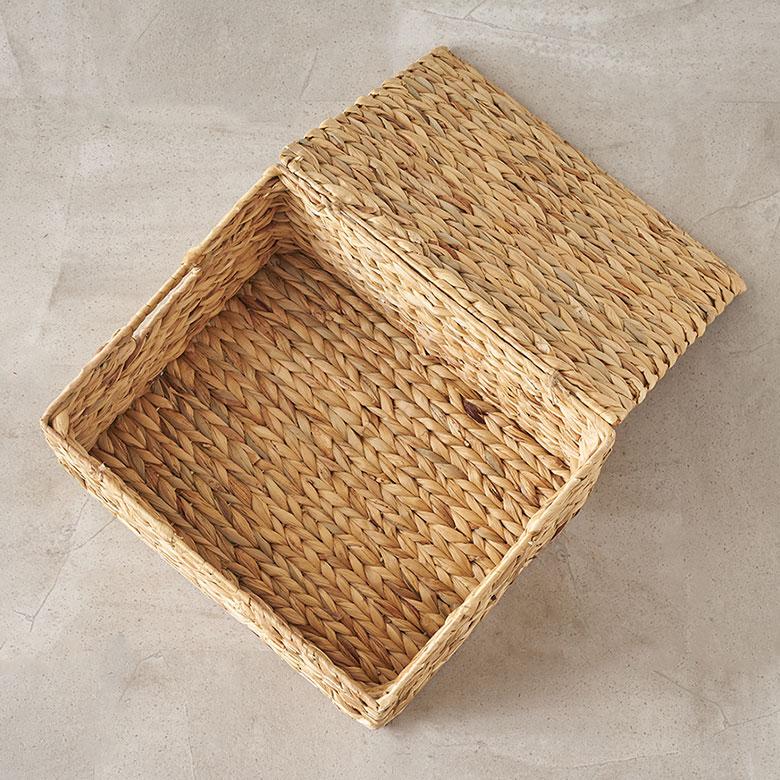 かご バスケット ウォーターヒヤシンス Lサイズ ふた 付き 収納 荷物 衣類 ハンドル 持ち手 ナチュラル おしゃれ 北欧 リゾート 雑貨 インテリア 西海岸 51370 | ELEMENTS（インテリア） | 14