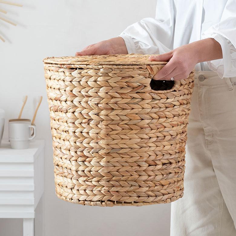 バスケット ふた 付き テーブル 蓋 大きめ ウォーターヒヤシンス カゴ 収納 持ち手 ハンドル ランドリー ゴミ箱 ごみ箱 おしゃれ 北欧  西海岸 雑貨 51323 | ELEMENTS（インテリア） | 11