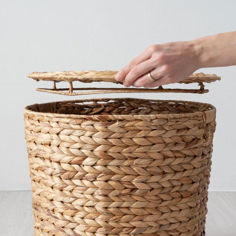 バスケット ふた 付き テーブル 蓋 大きめ ウォーターヒヤシンス カゴ 収納 持ち手 ハンドル ランドリー ゴミ箱 ごみ箱 おしゃれ 北欧  西海岸 雑貨 51323 | ELEMENTS（インテリア） | 16