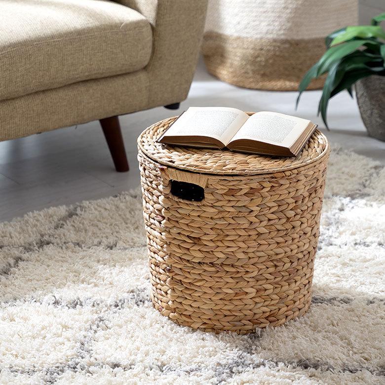 バスケット ふた 付き テーブル 蓋 大きめ ウォーターヒヤシンス カゴ 収納 持ち手 ハンドル ランドリー ゴミ箱 ごみ箱 おしゃれ 北欧  西海岸 雑貨 51323 | ELEMENTS（インテリア） | 19