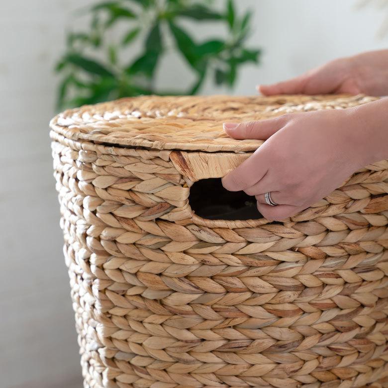 バスケット ふた 付き テーブル 蓋 大きめ ウォーターヒヤシンス カゴ 収納 持ち手 ハンドル ランドリー ゴミ箱 ごみ箱 おしゃれ 北欧  西海岸 雑貨 51323 | ELEMENTS（インテリア） | 08