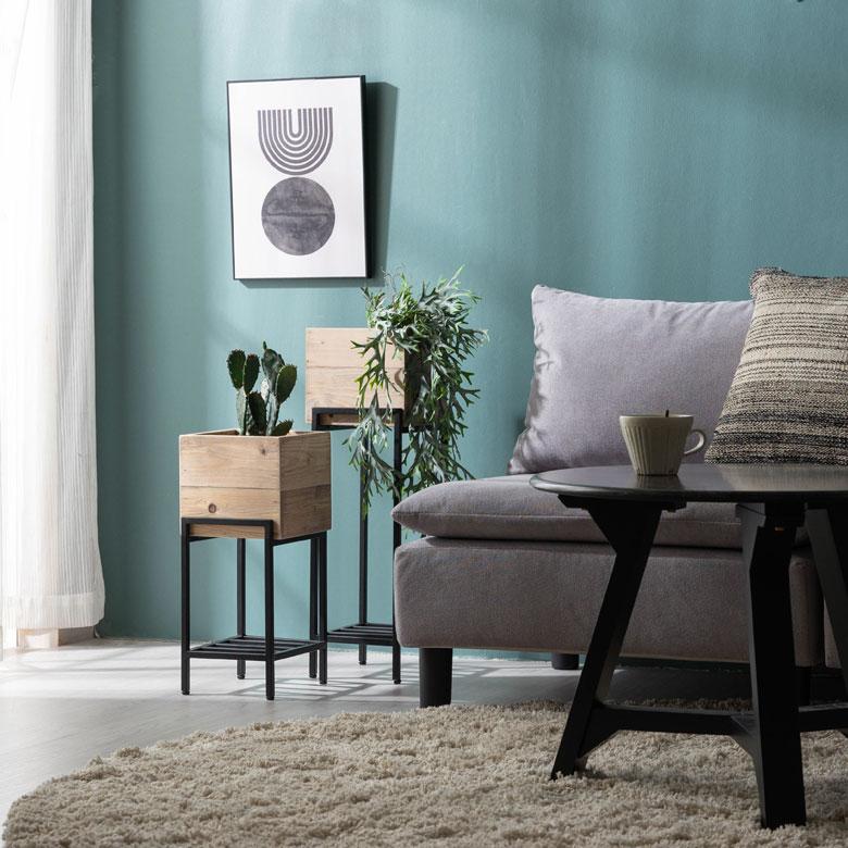 プランター スタンド 脚付き アイアン 木製 パイン材 ショート 正方形 5号鉢対応 約 W 20cm D 22.8cm H 45.4cm ボタニーク Botanique シェルフ カバー g-51 | ELEMENTS（インテリア） | 05